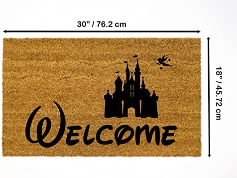 Мат MaxEcor Welcome Castle Easy Clean Door Doormat - Нов Домашна Изтривалка За Входна Врата, Весел Сватбен Подарък, Кафяв X-Large