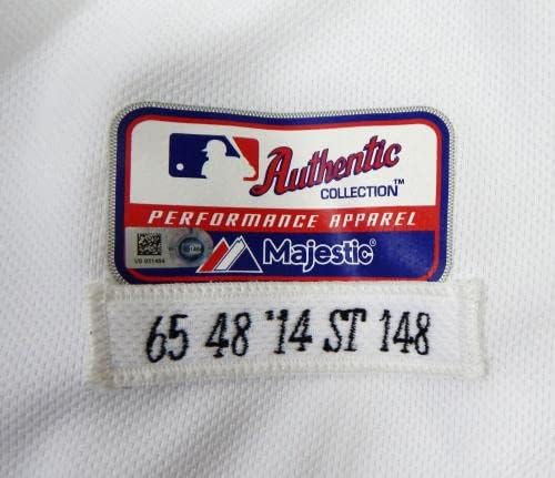 2014 Детройт Тайгърс Блейн Харди 65 Използвана в играта Бяла Риза 48 DP20547 - Използваните В играта тениски MLB