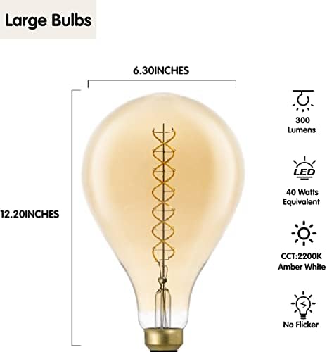Декоративна led лампа Mveriud PS52 LED голям размер за подвесного светлина, топла бяла светлина 2200K, кехлибар