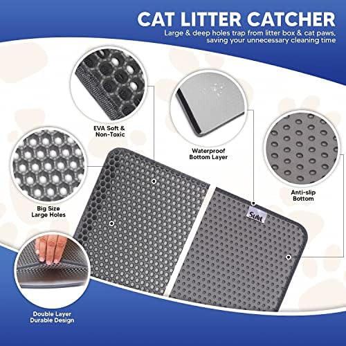 Подложка за котешки тоалетни SULITT Сив, Улавливающий за кутия за боклук, Нетоксичен и голям, за урината и водоустойчив, Двуслойни мобилни подложки за kitties, които просл