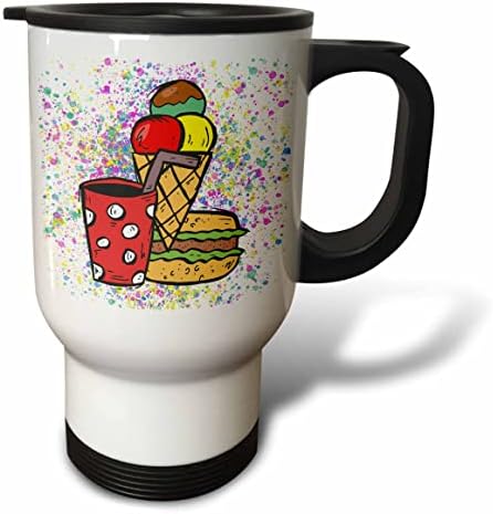 3 Пригответе вкусни летни предложения. Снимка напитка, рожка със сладолед, бургера - Пътни чаши (tm-363421-1)