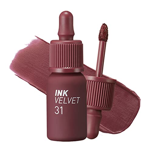 Peripera Ink velvet нюанс за устни, течна червило (0,14 течни унции, 033 PURE RED)