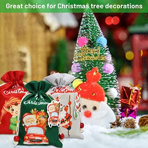 ceiba tree Коледно Лакомство, Чанти за Бонбони за Децата, 4x6 инча, Малък Чул с Завязками, Холщовая Джутовая