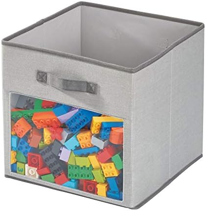IDesign Еми Куб За съхранение на тъкани, Малка Кошница-контейнер с Двойни Странични дръжки за шкафа, Спални, детски