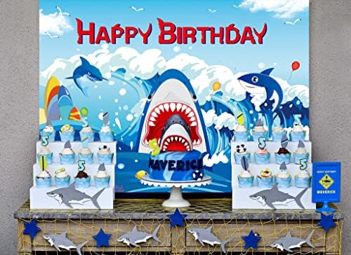 На фона на Акула 7x5 фута, Украса за Парти в чест на рождения Ден на Акула, Банер за Деца Под Морската зона с Акули, Фон За Снимки, Момче, Момиче, Морската Тема с Акули, А?