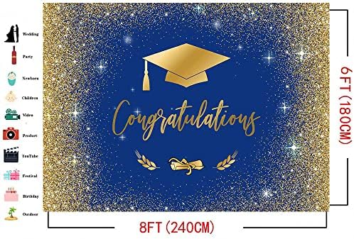 Mocsicka Поздравява Бала клас 2023 година със златни блестящи петна Боке, Фон за фотография, Дизайн на Винил Бала