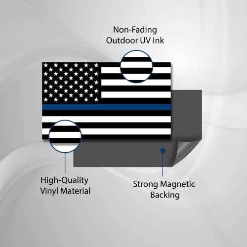 Стикер на магнит Magnet Me Up с тънка Синя линия и американския флаг, 3x5 инча, 2 опаковки, Червено, Бяло,