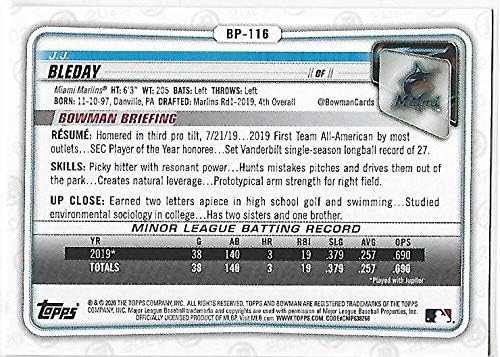 Перспективи Боумена 2020 BP-116 Джей Джей Бледей Маями Марлинз RC Нов MLB Бейзбол търговска карта