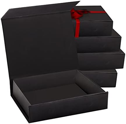 10 x Черна твърда подарък кутия с магнитна капачка 7 x 5 x 1,6 правоъгълни кутии за подаръци с гланц (черни, 10 кутии)