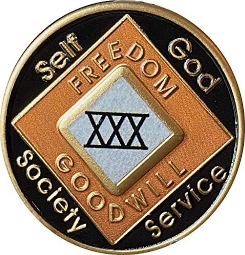 30-годишният оранжево-черен медальон NA, официален чип анонимни наркомани XXX