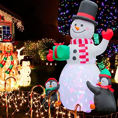 Коледни Надуваеми Улични Украси Hioasis 6 ФУТА - Коледни Надуваеми Надуваеми Пингвини-снежни човеци с led подсветка за Коледно парти, празник, Двор и градина