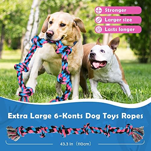 Допълнителни 6-Възлови играчки за по-големи кучета, Въже За агресивни Жевателей - 3,6 Метра (43 инча), Здрави Въжени Играчки