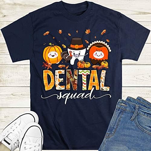 Стоматологичен Тениска Thannksgiving, Есенна Риза Стоматологичен Squad, Тениска с Тиква за Зъболекар, Подарък за Зъболекар,