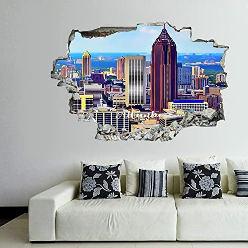 COCOKEN Американски Щата Джорджия Атланта 3D Самозалепващи Подвижни Винилови Стикери За стена/Стенописи Художествени Етикети