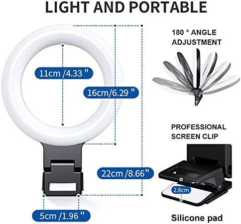 комплект осветление за видео-конферентна връзка elfofle - пръстен led светлини с регулируема яркост и монтиране