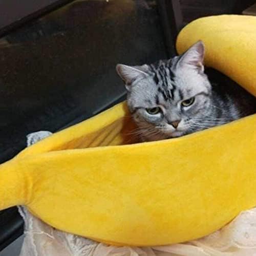 LÜZHONG Сладко Banana Cat House Bed - Легло за Домашни Любимци, Меко Легло за Прегръдки Котки, Сладки Зоотовары