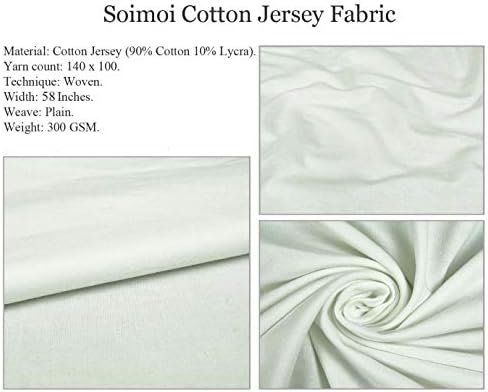 Плат от бял futon джърси Soimoi, плат с художествен принтом листа с ширина 58 см