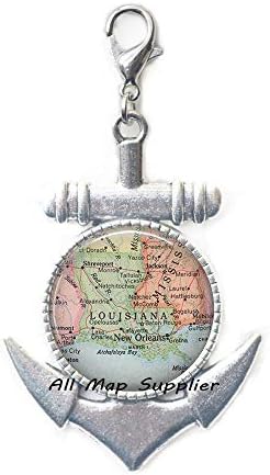 AllMapsupplier Мода Котва с цип, Карта на Луизиана Закопчалката-омар, Карта на Луизиана Котва с Цип, Закопчалка-Омар Луизиана Карта на щата Луизиана Бижута, A0235