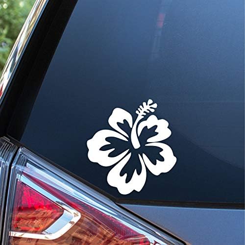 Залез Графика и Етикети Цвете Хибискус Хавайски Vinyl Стикер На Колата Стикер С Цветен Модел |Автомобили, Камиони, Микробуси Стени Лаптоп | Бял | 5x5,5 см | SGD000080