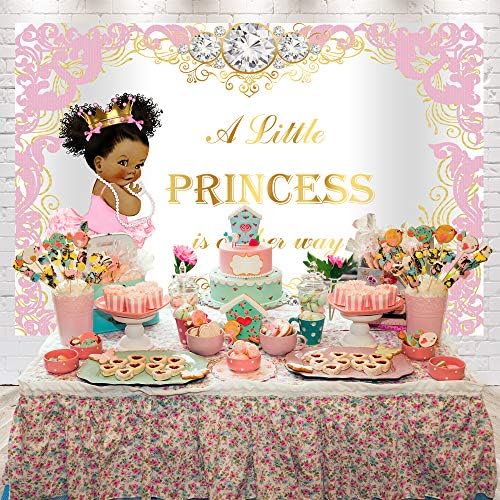 5x3 фута Royal Принцеса Фон за Душата на Детето за Момичета от Розово Злато, Детски Душ, Вечерни Украса, Малко Сладко