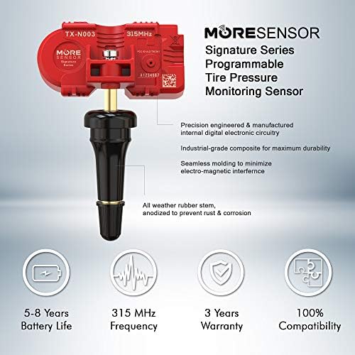 MORESENSOR Signature Series 315 Mhz ГУМИТЕ Сензор за налягане в гумите 4 бр. | Предварително програмирани за 20