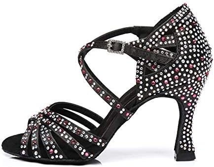 HIPPOSEUS/Дамски обувки за латино танци балната зала с кристали, Модерни Вечерни обувки за Танго и Салса,