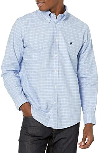 Мъжки Оксфорд спортна риза Brooks Brothers от Нетъкан текстил Участък с дълъг ръкав В Малка клетка