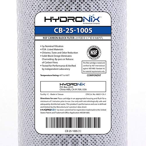 Филтър за вода Hydronix HX-CB-25-1005/3 Full House RO & Drinking Systems ФНИ с кокосови въглен филтър 2,5 x 10-5 микрона, 3 бр (опаковка по 1 парче), бял