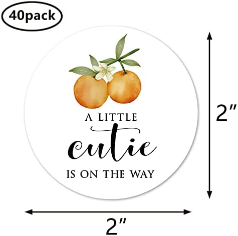 Оранжеви стикери Малка сладка е на път, 2-инчов етикети за парти в чест на рождения ден на детето, 40 броя в опаковка