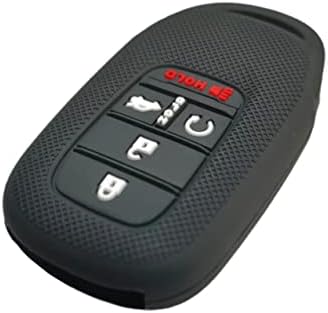 ЗАЩИТЕН Калъф за ключодържател от силиконов каучук, който е съвместим с (5 бутона) 2022 2023 Honda Accord, Civic HR-V и CR-V Pilot Sport SI EX EX-L Touring Черно Лилаво