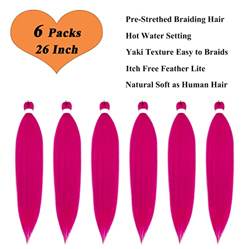 Ai Yuchen Ярко-Розова Плетена Коса Предварително Опъната Предварително Опъната Плетена Коса 26 инча Естествени Човешки