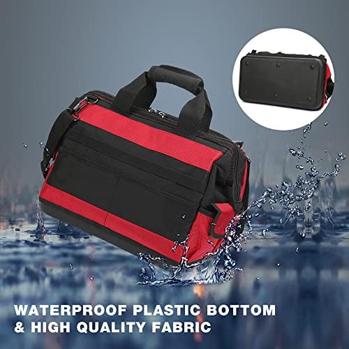 WORKPRO 16-инчовата чанта за инструменти с широко гърло на водоустойчива Гумена основа, С множество офиси, 46 Джобове,