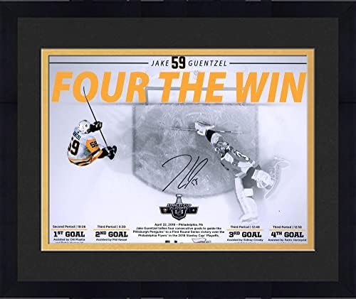 Снимка на Джейк Гюнцеля Питсбърг Пингуинс в рамка с автограф 11 x 14 Четири Победител - Снимки на НХЛ с автограф