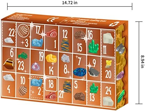 Коледен Адвент-Календар 2022 24 Деня за Обратно Броене Календар Кутия За Деца И Възрастни, Определени за Обучение Рудным Минерали и Камъни С Идентификационната Карта