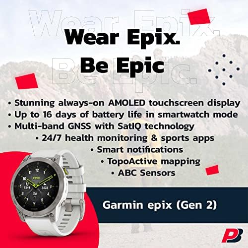 PlayBetter Garmin Epix (Gen 2) Sapphire 2022 Мультиспортивные GPS-умен часовник (Бял титан) В кутия за подарък, Комплект