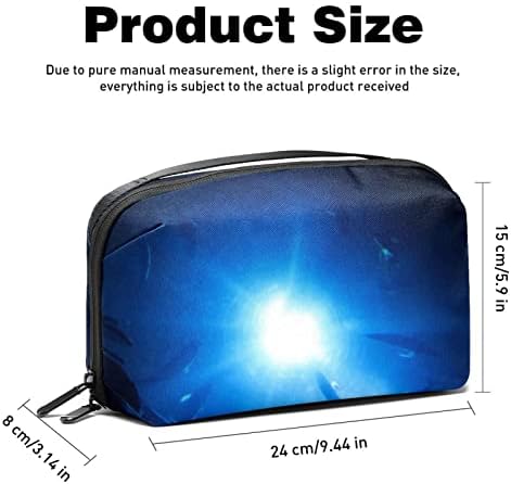 Електронен органайзер, малка чанта-органайзер за твърди дискове, кабели, зарядно устройство, USB, SD-карти, синята океанска риба