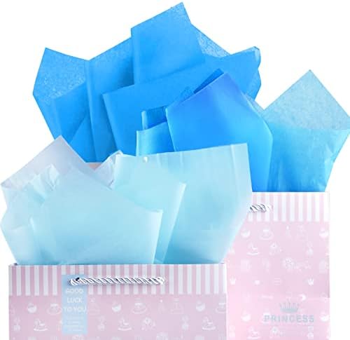 PLULON 60 Листа, Светло Синьо Насипни Цигарена хартия, опаковъчна хартия Листове Цигарена хартия за Опаковане на Подарък