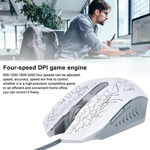 Жичен Детска мишка USB - С осветлението на Дишане - 2400/1800/1200/800 dpi 3500 кадъра в секунда - Преносима Компютърна мишка за геймъри