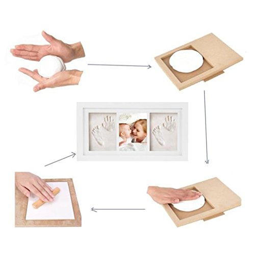 Комплект рамки за снимки с отпечатък от детска ръка и отпечатък от крака, Красива рамка за спомен с набор от отпечатъци