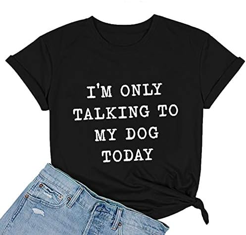 uikmnh Женска Тениска с кръгло деколте и Къс ръкав, Лятна Мода Ежедневни Тениска с Надпис, Скъпа риза