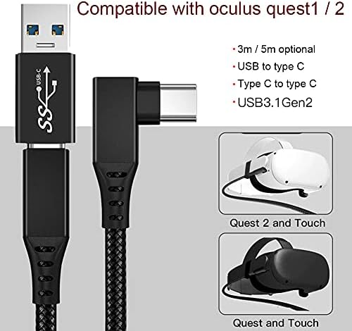 Свързване на кабел за Quest 2 и Quest 1, кабел виртуална слушалки за Oculus (размер: 5 m / 16 метра)