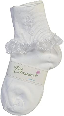Дантелени чорапи за Кръщение - Чорапи за Кръщаване на Малки момичета - Детски бели чорапи За Кръщение - Accesorios de Bautizo