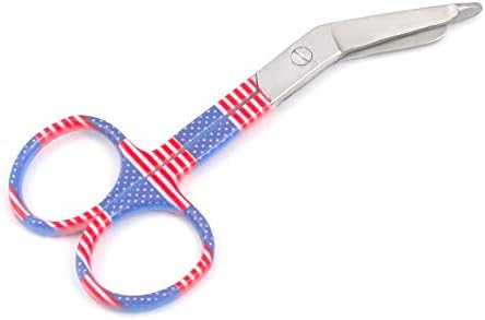 Ножици за бинтове Lister Ножици за медицински сестри с изображение на Знамето на САЩ 3.5 инча (G. S)