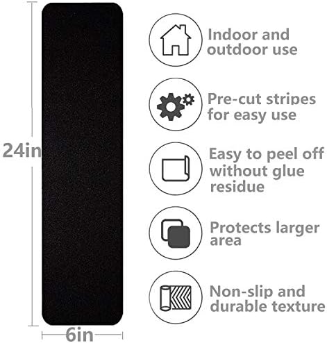 3 Опаковки Големи Нескользящих степени за стъпала с размери 6 x 24 инча, Черно тиксо с високо сцепление, Предварително Нарязани