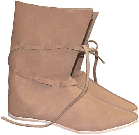 Средновековна кожени обувки, Кафяви Ботуши от Епохата на Възраждането с Дълги кожени шнурками (Естествена кожа, 9)