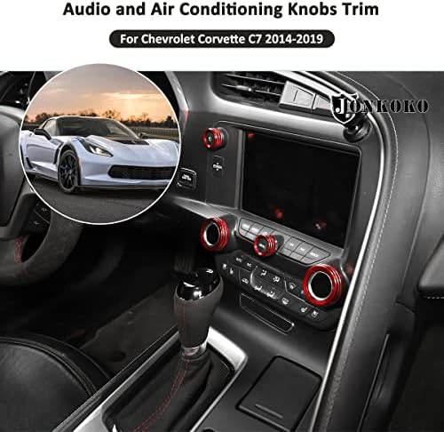JONKOKO Алуминиева Сплав за Chevrolet Corvette C7 2014-2019 Автомобилен Климатик Дръжка за Регулиране на силата на Звука Капак Завърши на автоаксесоари (Червен)