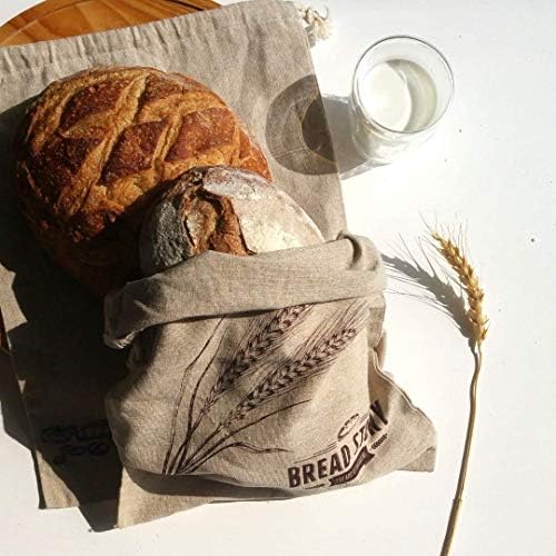 Ленени торбички за хляб - 2 размер на опаковката 11 x 15 см и Са подходящи за домашен хляб, небеленого, за многократна употреба съхранение на хранителни продукти, честв?