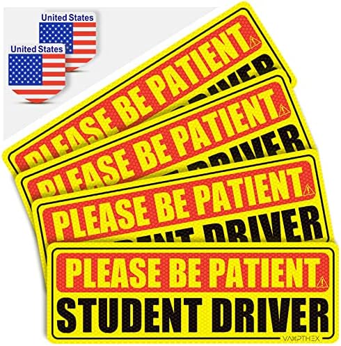 VAXPTHEX 4 Пакет Студентски Магнит за водача на автомобила, Моля, бъдете търпеливи, Магнит за водача-студент, Знак за сигурност,