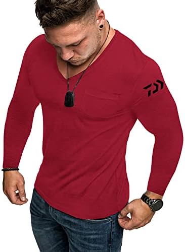 Мъжки Мускулна Тениска с V-образно деколте, Тренировочная Риза с дълъг ръкав, с Модерна Риза в Хипстерском стил,