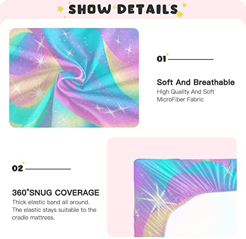 ALAZA Rainbow Unicorn Цветни Кърпи за Яслите, Чаршаф за Люлка за Момчета и Момиченца, Мини Размер 39x27 инча